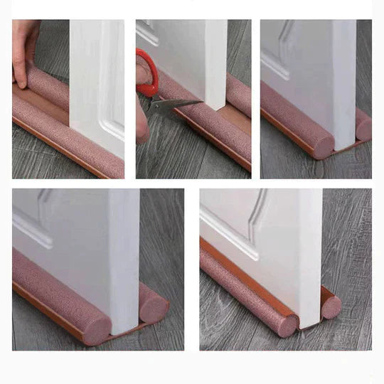 Door seal against drafts with double protection