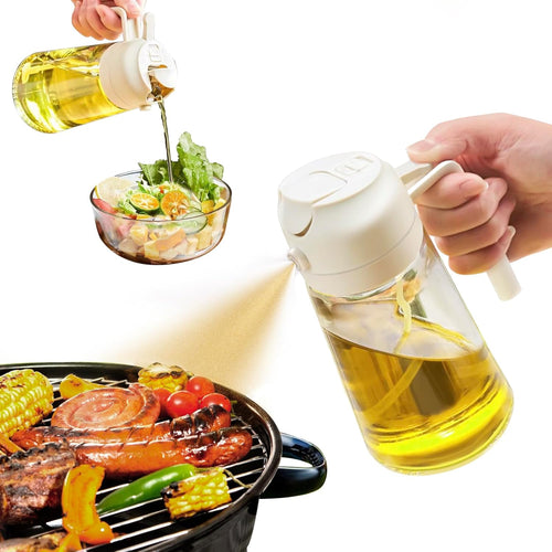 2-in-1 Ölsprühflasche & Ausgießer – 470 ml Glas