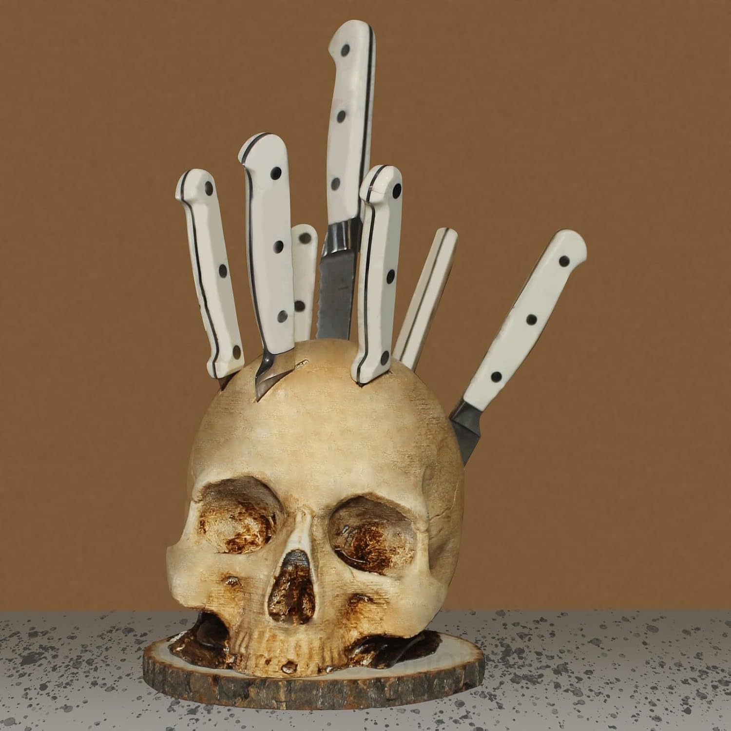 Totenkopf Messerhalter Gotik-Design für 7 Messer