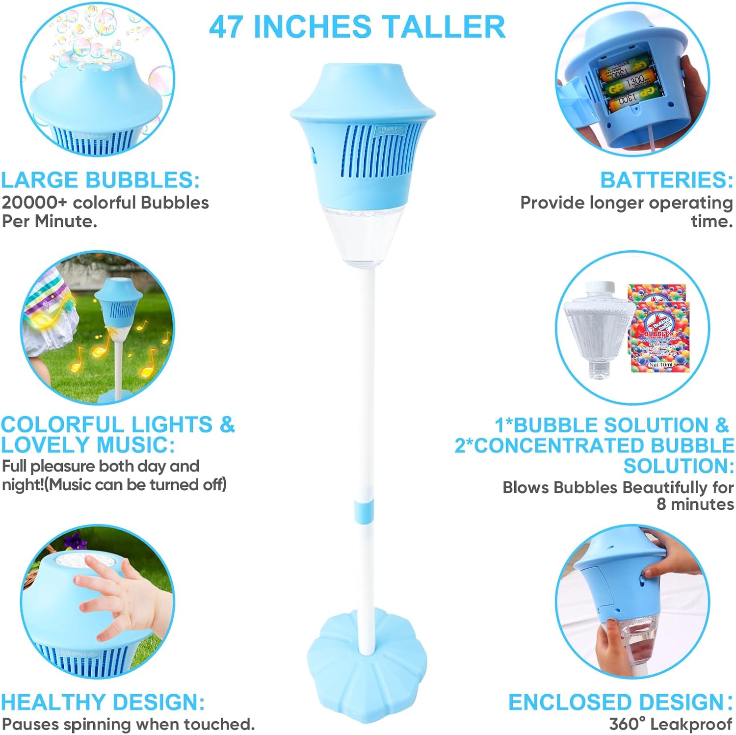 Bubble machine with height-adjustable stand