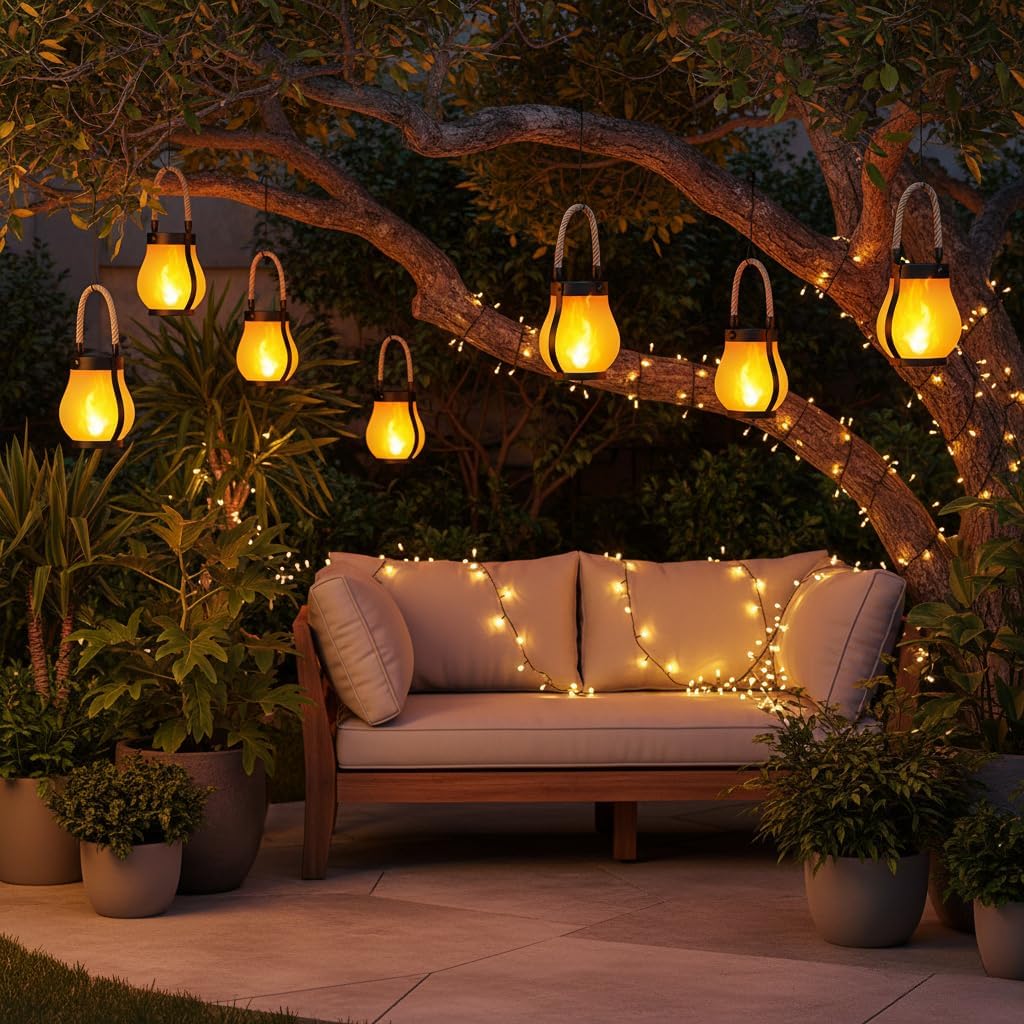 Solar Flame Lantern – LED Flame Effect for Garden, Balcony & Terrace