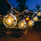 Outdoor LED string lights with warm white light