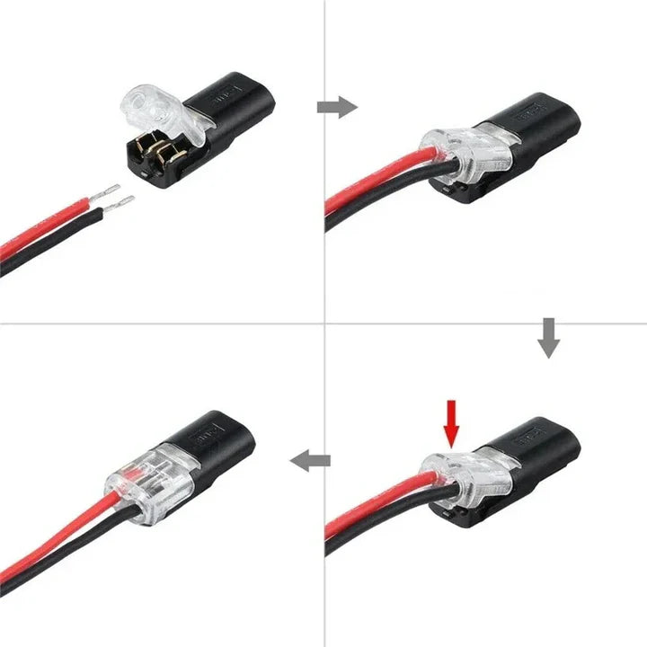 2-Pole Quick Connectors for Cables – No Stripping Needed – 50-Piece Set