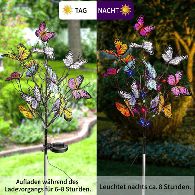 Solar butterfly light with color-changing LEDs