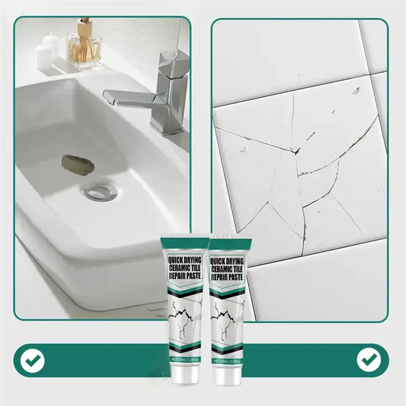 Fast-drying repair paste for tiles – cracks, chips & joints