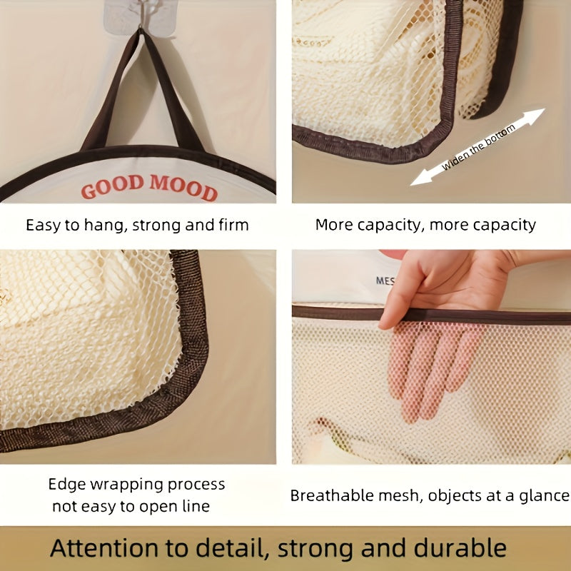 Mesh storage bag with cute animal motifs – foldable