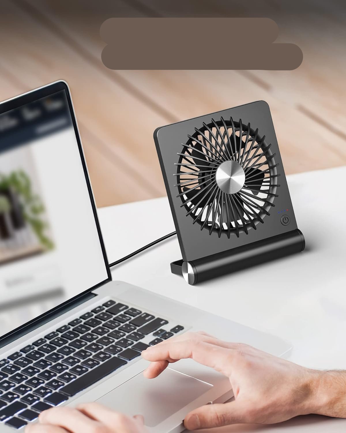 USB desk fan – ultra-quiet with stepless tilt adjustment
