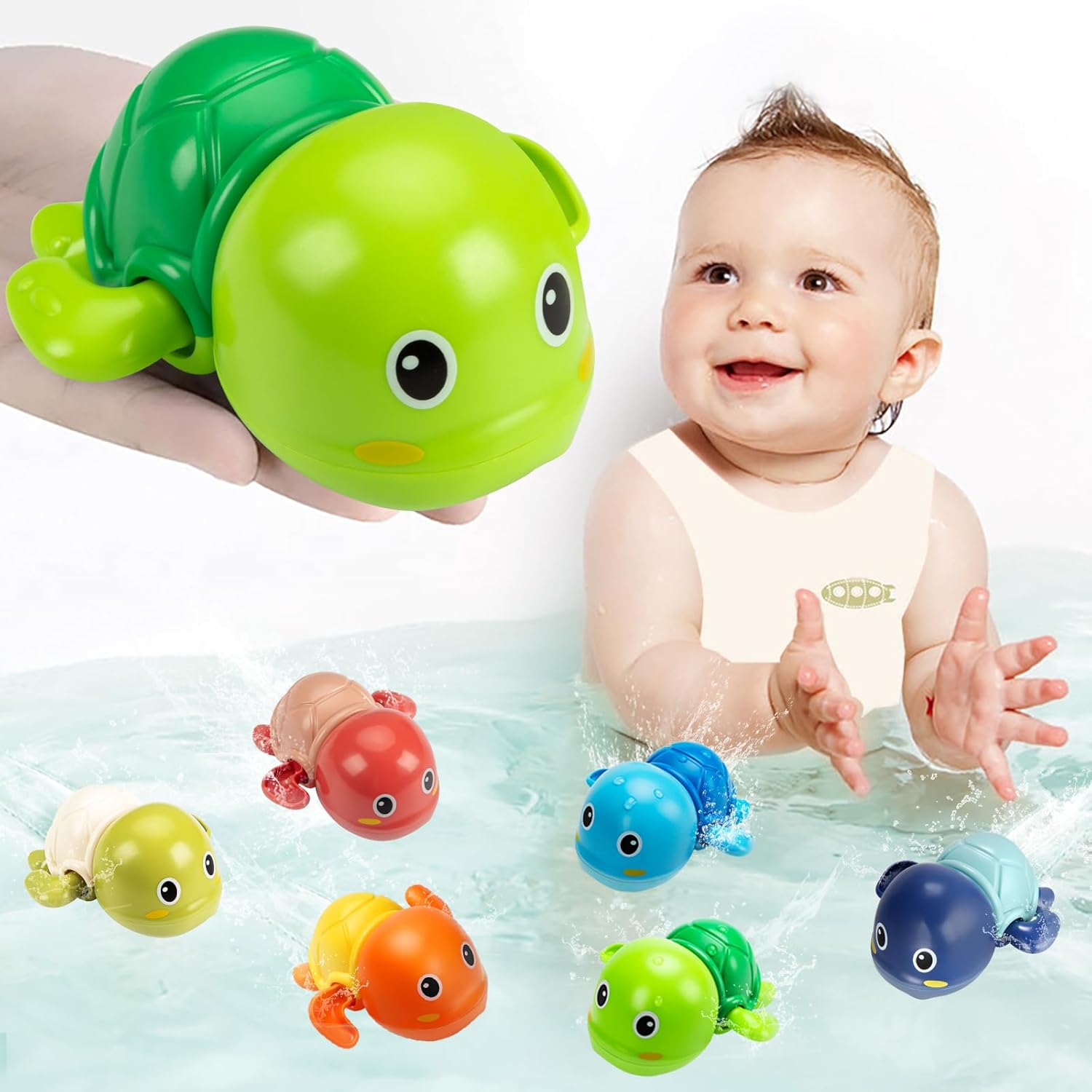 Wind-Up Swimming Turtle Bath Toy – Set of 6