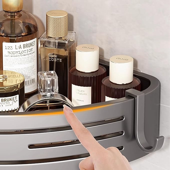 Shower Shelf 2-Piece Set – Drill-Free Wall Mounting with Hooks