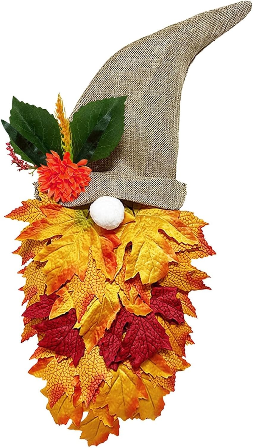 Herbst-Gnom Türhänger mit Ahornblättern