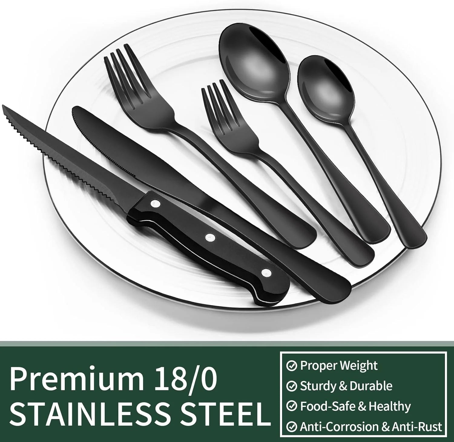 Schwarzes Besteck-Set 24-teilig – Komplett für 4 Personen