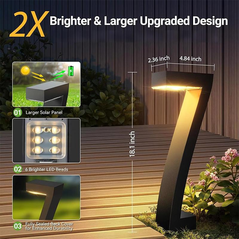 Solar-Wegleuchte 7-Form 46 cm Schwarz – Warmweißes LED-Licht