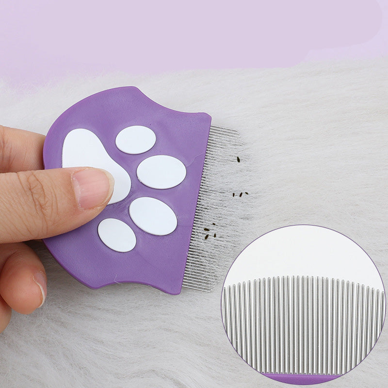 Pet comb with paw print handle