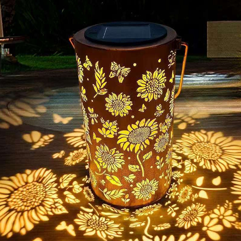 Solar Gartenlaterne mit Sonnenblumen-Muster