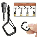Stainless steel hook set with safety lock for string lights