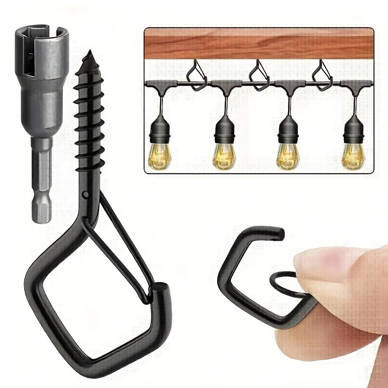 Stainless steel hook set with safety lock for string lights