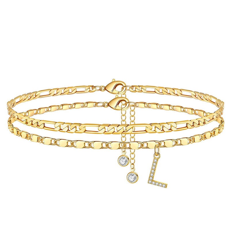 Fußkette Layered-Design mit Strass-Steinen