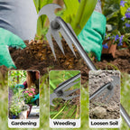 Stainless Steel Weeding Fork with Wooden Handle – Ergonomic Garden Tool