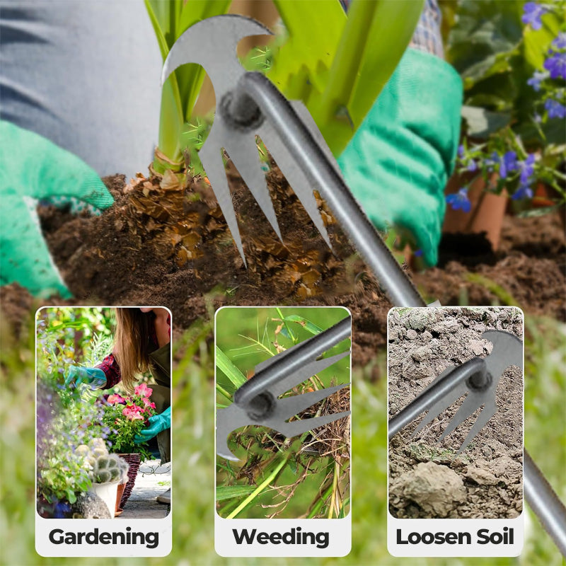 Stainless Steel Weeding Fork with Wooden Handle – Ergonomic Garden Tool