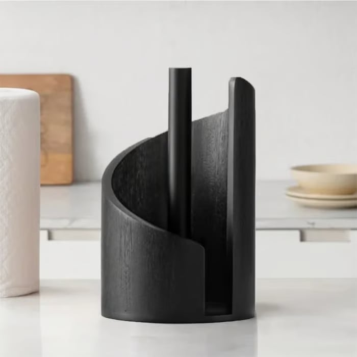 Küchenrollenhalter aus Holz mit Metallstab