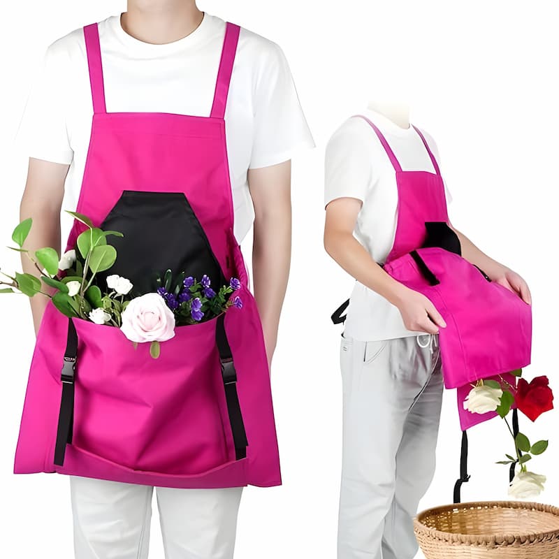 Garden apron with kangaroo pocket and adjustable straps