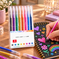 Glitzer-Gelstifte Set mit 1,0-mm-Kugelspitze – 8 bis 48 Farben
