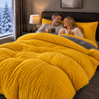 Cozy winter bedding made of coral fleece, ribbed, 3-piece