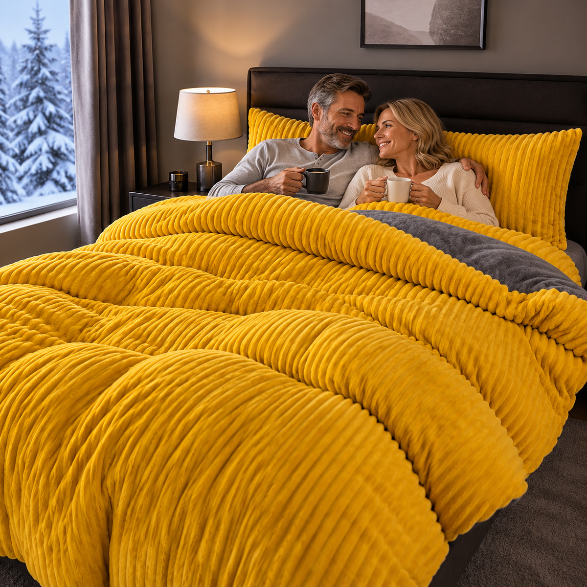 Cozy winter bedding made of coral fleece, ribbed, 3-piece