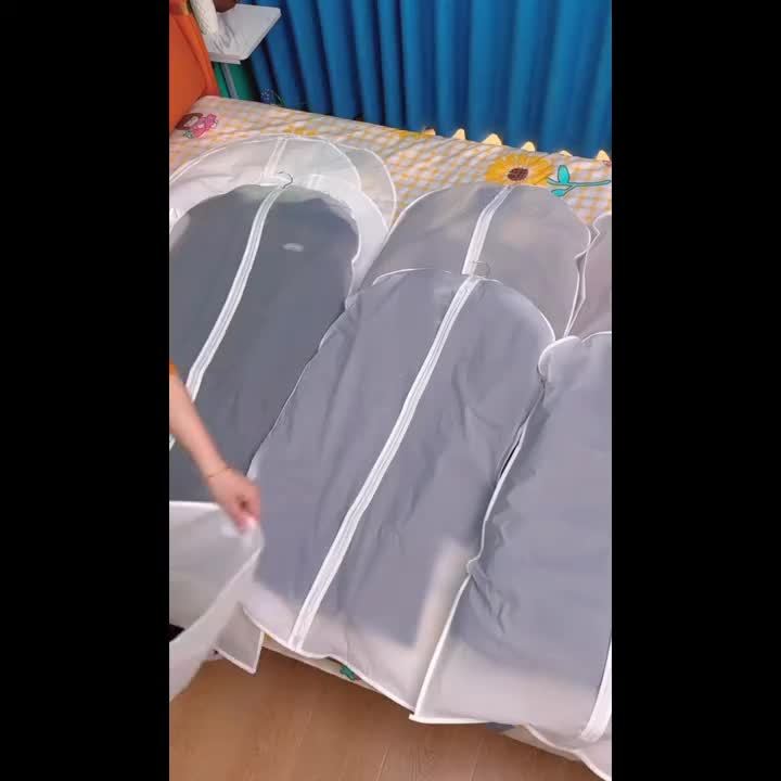 Transparent PEVA garment bag set with zipper