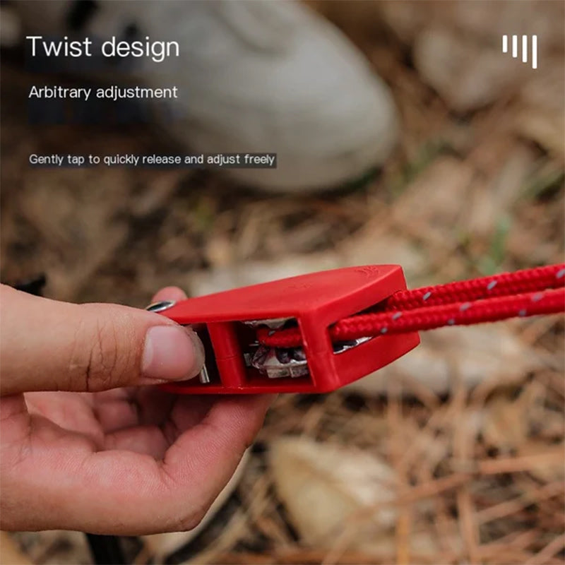 Tension rope with pulley system for tent and hammock