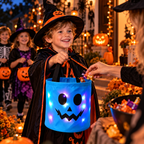 LED-Kürbiskorb für Halloween mit Griff