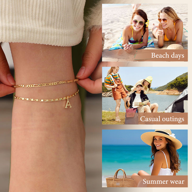 Fußkette Layered-Design mit Strass-Steinen