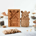 Holz-Backform mit handgeschnitzten Motiven
