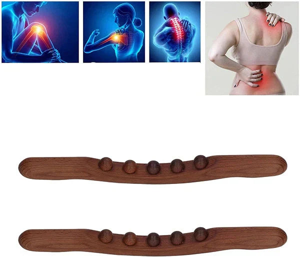Massagestab Holz mit 5 Kugeln – Lymphdrainage und Entspannung