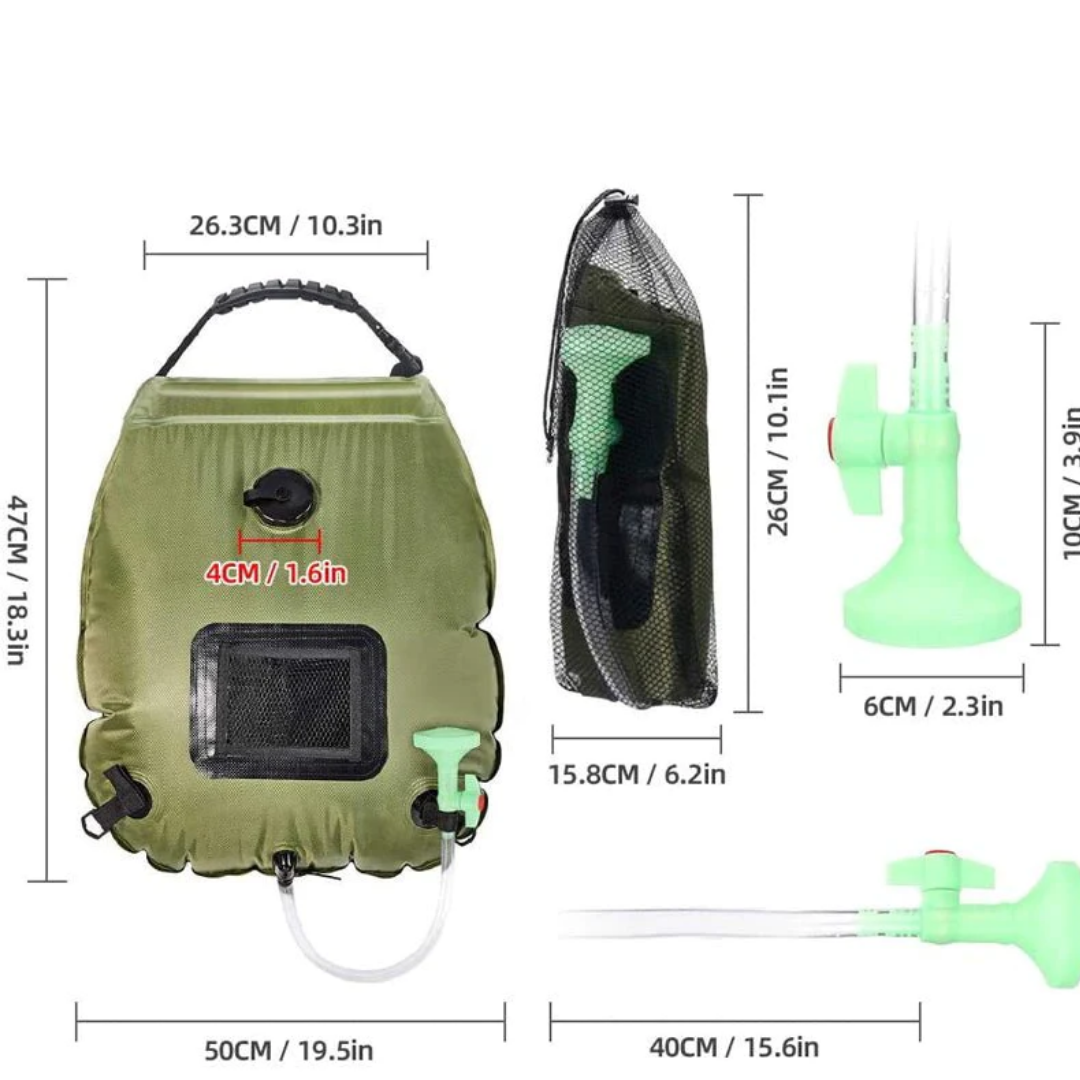 Solar shower bag 20 liters with solar heating