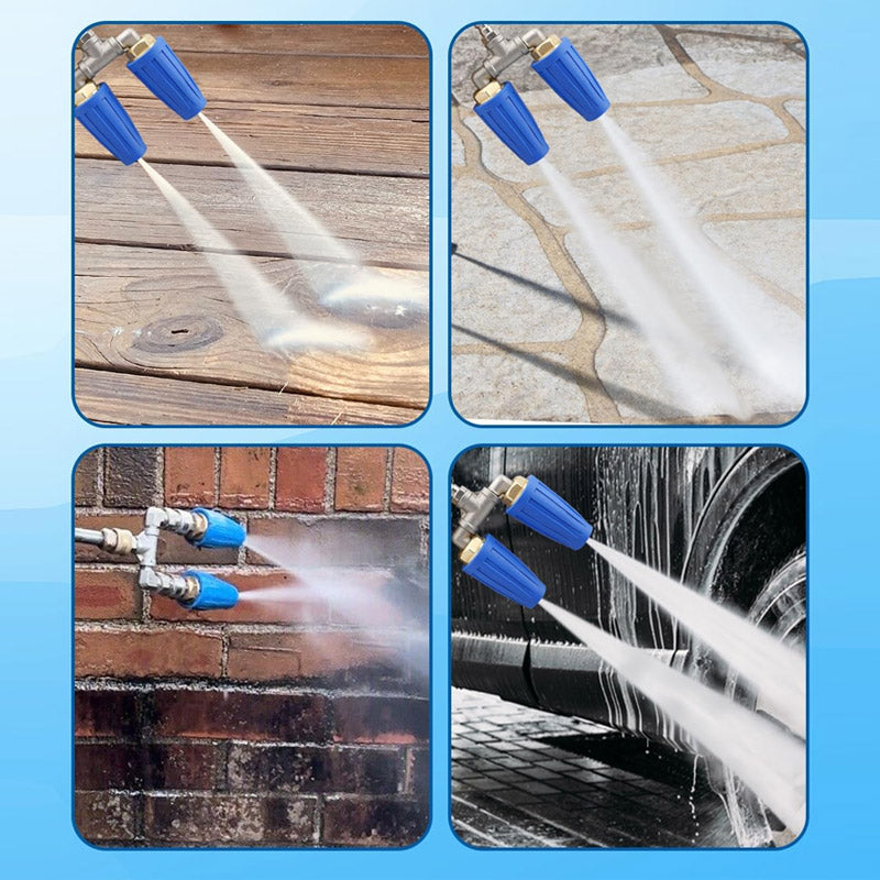 High-pressure nozzle with double turbo for intensive cleaning