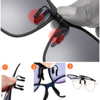 Clip-on polarized sunglasses with flip-up function
