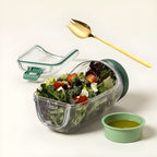 Glass Salad Bowl with Lid – Fresh Ingredients, No Soggy Salad