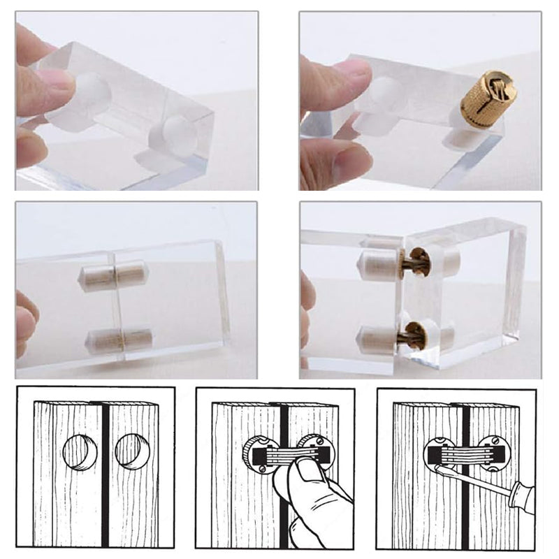 Verdeckte Scharniere Messing – Unsichtbare Zylinderscharniere - 4er-Set
