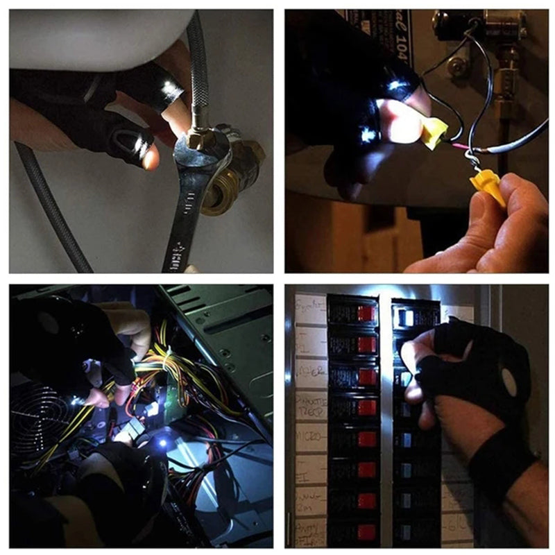 LED gloves with integrated lights