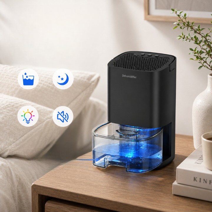 Luftentfeuchter mit 1-Liter-Tank und LED-Licht