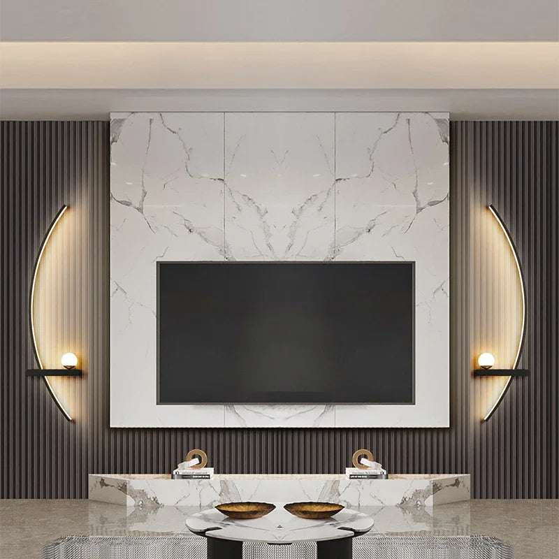 LED wall light with curved shape and integrated light modes