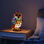 Tischlampe Uil Buntglas – warmweißes LED-Licht für Wohnzimmer