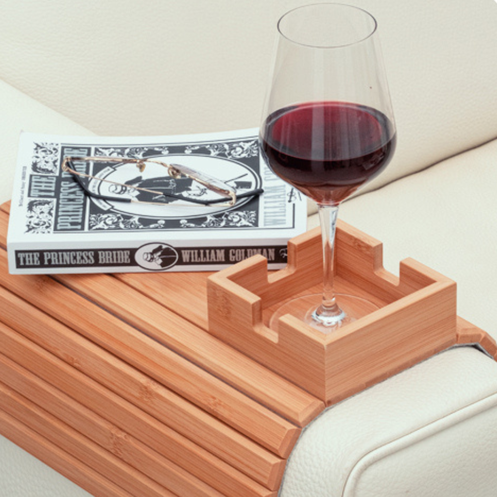 Sofa-Tablett Bambus mit Getränkehalter – flexibel