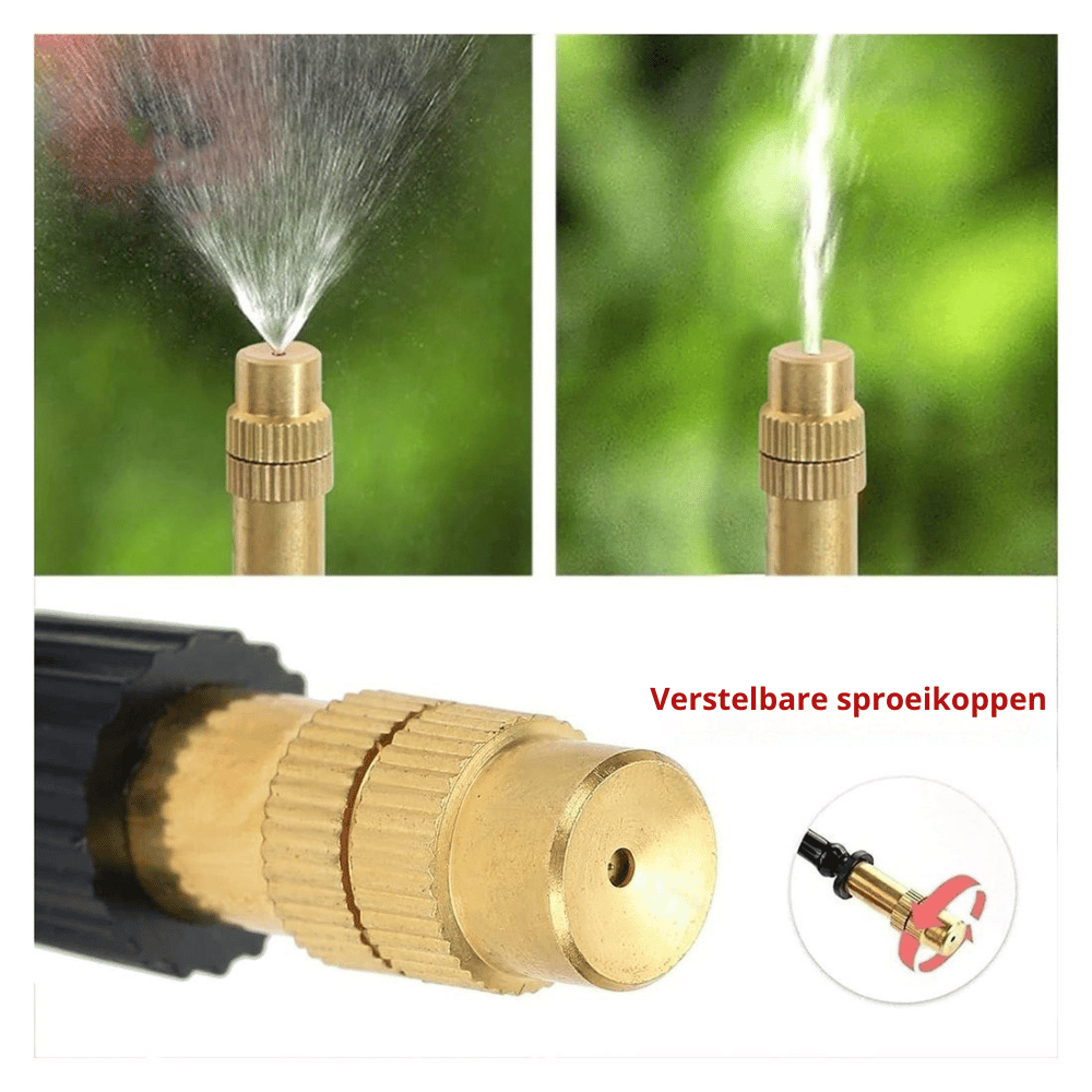 Automatic irrigation system with 360° spray nozzles