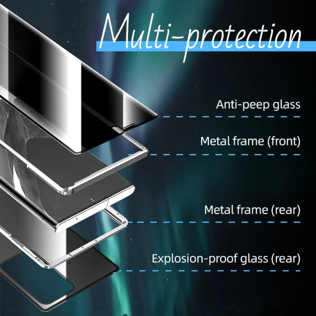 Magnetic phone case with double glass protection