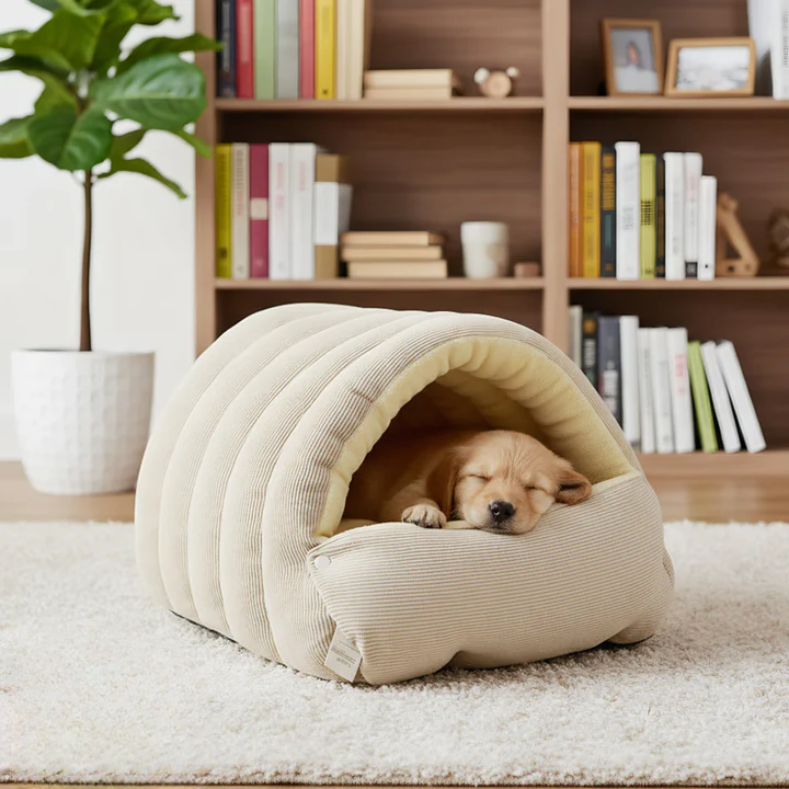 Haustierhöhle mit Plüschfutter – Warmes Kuschelbett für Katzen & Hunde