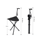 Walking stick with seat function – height adjustable, foldable