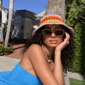 Crocheted Bucket Hat – UV Protection with Colorful Rainbow Design