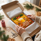 Beer Advent calendar 2026 with 24 flat beer bottle ornaments (approx. 3.9 cm), including hanging ribbons